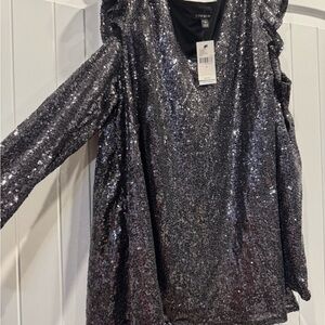 Lane Bryant Glittering black Sequin Top